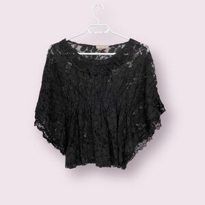 Black Lace Butterfly Top